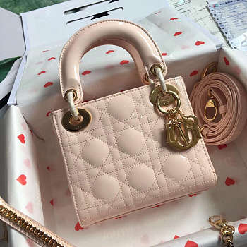 Dior Micro Lady Dior in pink with Gold Hardware Patent leather