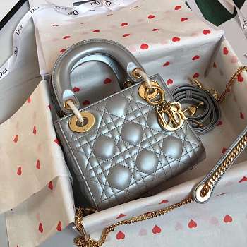Dior Micro Lady Dior in Gray with Gold Hardware 