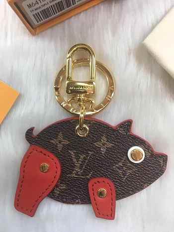 LV Pig Bag Charm and Key Holder Monogram Brown/Red M64181