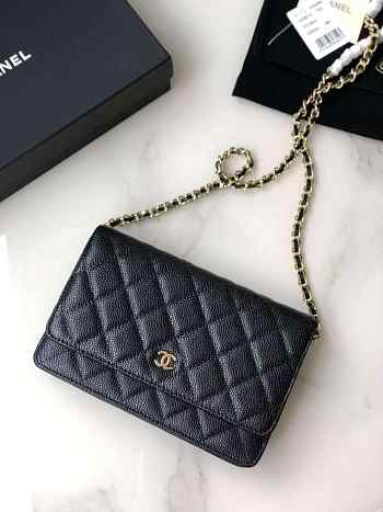 Chanel Caviar Leather in Black WOC Wallet bag with Gold Hardware