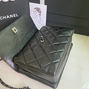 CHANEL FLAP BAG WITH TOP HANDLE A92236# Lambskin Black with Silver Hardware - 5
