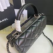 CHANEL FLAP BAG WITH TOP HANDLE A92236# Lambskin Black with Silver Hardware - 4