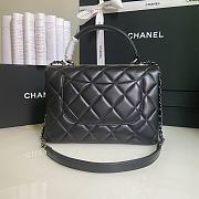 CHANEL FLAP BAG WITH TOP HANDLE A92236# Lambskin Black with Silver Hardware - 3