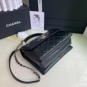 CHANEL FLAP BAG WITH TOP HANDLE A92236# Lambskin Black with Gold Hardware - 6