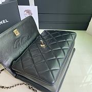 CHANEL FLAP BAG WITH TOP HANDLE A92236# Lambskin Black with Gold Hardware - 3