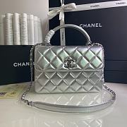 CHANEL FLAP BAG WITH TOP HANDLE A92236# Metallic Lambskin & Silver Metal Silver - 1