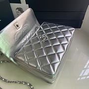 CHANEL FLAP BAG WITH TOP HANDLE A92236# Metallic Lambskin & Silver Metal Silver - 6