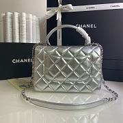 CHANEL FLAP BAG WITH TOP HANDLE A92236# Metallic Lambskin & Silver Metal Silver - 3