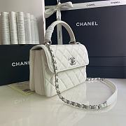 CHANEL FLAP BAG WITH TOP HANDLE A92236# Lambskin & Silver Metal in White - 6