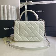 CHANEL FLAP BAG WITH TOP HANDLE A92236# Lambskin & Silver Metal in White - 3