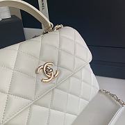 CHANEL FLAP BAG WITH TOP HANDLE A92236# Lambskin & Gold Metal in White - 2
