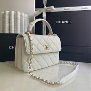 CHANEL FLAP BAG WITH TOP HANDLE A92236# Lambskin & Gold Metal in White - 3