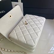 CHANEL FLAP BAG WITH TOP HANDLE A92236# Lambskin & Gold Metal in White - 6