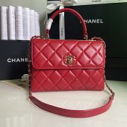 CHANEL FLAP BAG WITH TOP HANDLE A92236# Lambskin & Gold Metal in Red - 1
