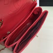 CHANEL FLAP BAG WITH TOP HANDLE A92236# Lambskin & Gold Metal in Red - 5