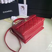 CHANEL FLAP BAG WITH TOP HANDLE A92236# Lambskin & Gold Metal in Red - 4