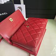 CHANEL FLAP BAG WITH TOP HANDLE A92236# Lambskin & Gold Metal in Red - 3