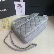 CHANEL FLAP BAG WITH TOP HANDLE A92236# Lambskin & Silver Metal in Grey - 6