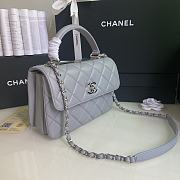 CHANEL FLAP BAG WITH TOP HANDLE A92236# Lambskin & Silver Metal in Grey - 3
