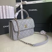 CHANEL FLAP BAG WITH TOP HANDLE A92236# Lambskin & Gold Metal in Grey - 3