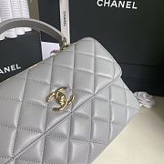 CHANEL FLAP BAG WITH TOP HANDLE A92236# Lambskin & Gold Metal in Grey - 6