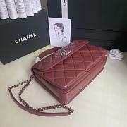 CHANEL FLAP BAG WITH TOP HANDLE A92236# Lambskin & Silver Metal in Burgundy - 4