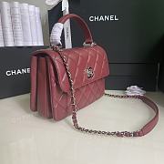 CHANEL FLAP BAG WITH TOP HANDLE A92236# Lambskin & Silver Metal in Burgundy - 6
