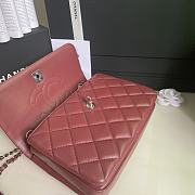 CHANEL FLAP BAG WITH TOP HANDLE A92236# Lambskin & Silver Metal in Burgundy - 5