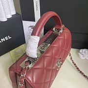 CHANEL FLAP BAG WITH TOP HANDLE A92236# Lambskin & Silver Metal in Burgundy - 3