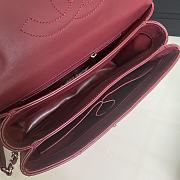 CHANEL FLAP BAG WITH TOP HANDLE A92236# Lambskin & Silver Metal in Burgundy - 2
