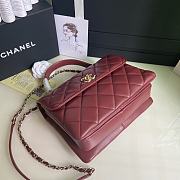 CHANEL FLAP BAG WITH TOP HANDLE A92236# Lambskin & Gold Metal in Burgundy - 6