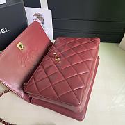 CHANEL FLAP BAG WITH TOP HANDLE A92236# Lambskin & Gold Metal in Burgundy - 5