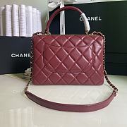 CHANEL FLAP BAG WITH TOP HANDLE A92236# Lambskin & Gold Metal in Burgundy - 2