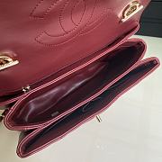CHANEL FLAP BAG WITH TOP HANDLE A92236# Lambskin & Gold Metal in Burgundy - 4