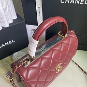CHANEL FLAP BAG WITH TOP HANDLE A92236# Lambskin & Gold Metal in Burgundy - 3