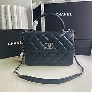 CHANEL FLAP BAG WITH TOP HANDLE A92236# Lambskin & Silver Metal in Blue - 1