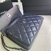 CHANEL FLAP BAG WITH TOP HANDLE A92236# Lambskin & Silver Metal in Blue - 6