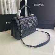CHANEL FLAP BAG WITH TOP HANDLE A92236# Lambskin & Silver Metal in Blue - 2