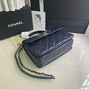 CHANEL FLAP BAG WITH TOP HANDLE A92236# Lambskin & Silver Metal in Blue - 3