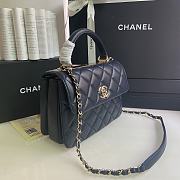 CHANEL FLAP BAG WITH TOP HANDLE A92236# Lambskin & Gold Metal in Blue - 6