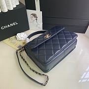 CHANEL FLAP BAG WITH TOP HANDLE A92236# Lambskin & Gold Metal in Blue - 5