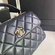 CHANEL FLAP BAG WITH TOP HANDLE A92236# Lambskin & Gold Metal in Blue - 3