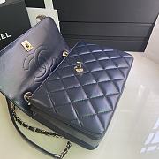 CHANEL FLAP BAG WITH TOP HANDLE A92236# Lambskin & Gold Metal in Blue - 4