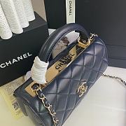 CHANEL FLAP BAG WITH TOP HANDLE A92236# Lambskin & Gold Metal in Blue - 2