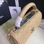 CHANEL FLAP BAG WITH TOP HANDLE A92236# Lambskin & Silver Metal in Beige - 4