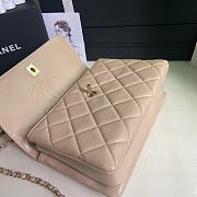 CHANEL FLAP BAG WITH TOP HANDLE A92236# Lambskin & Gold Metal in Beige - 6