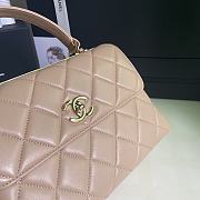 CHANEL FLAP BAG WITH TOP HANDLE A92236# Lambskin & Gold Metal in Beige - 5