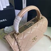 CHANEL FLAP BAG WITH TOP HANDLE A92236# Lambskin & Gold Metal in Beige - 2