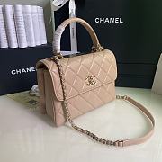 CHANEL FLAP BAG WITH TOP HANDLE A92236# Lambskin & Gold Metal in Beige - 3