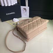 CHANEL FLAP BAG WITH TOP HANDLE A92236# Lambskin & Gold Metal in Beige - 4